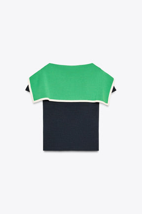 CONTRAST LAPEL SHORT SLEEVE KNIT JACKET - Image 4