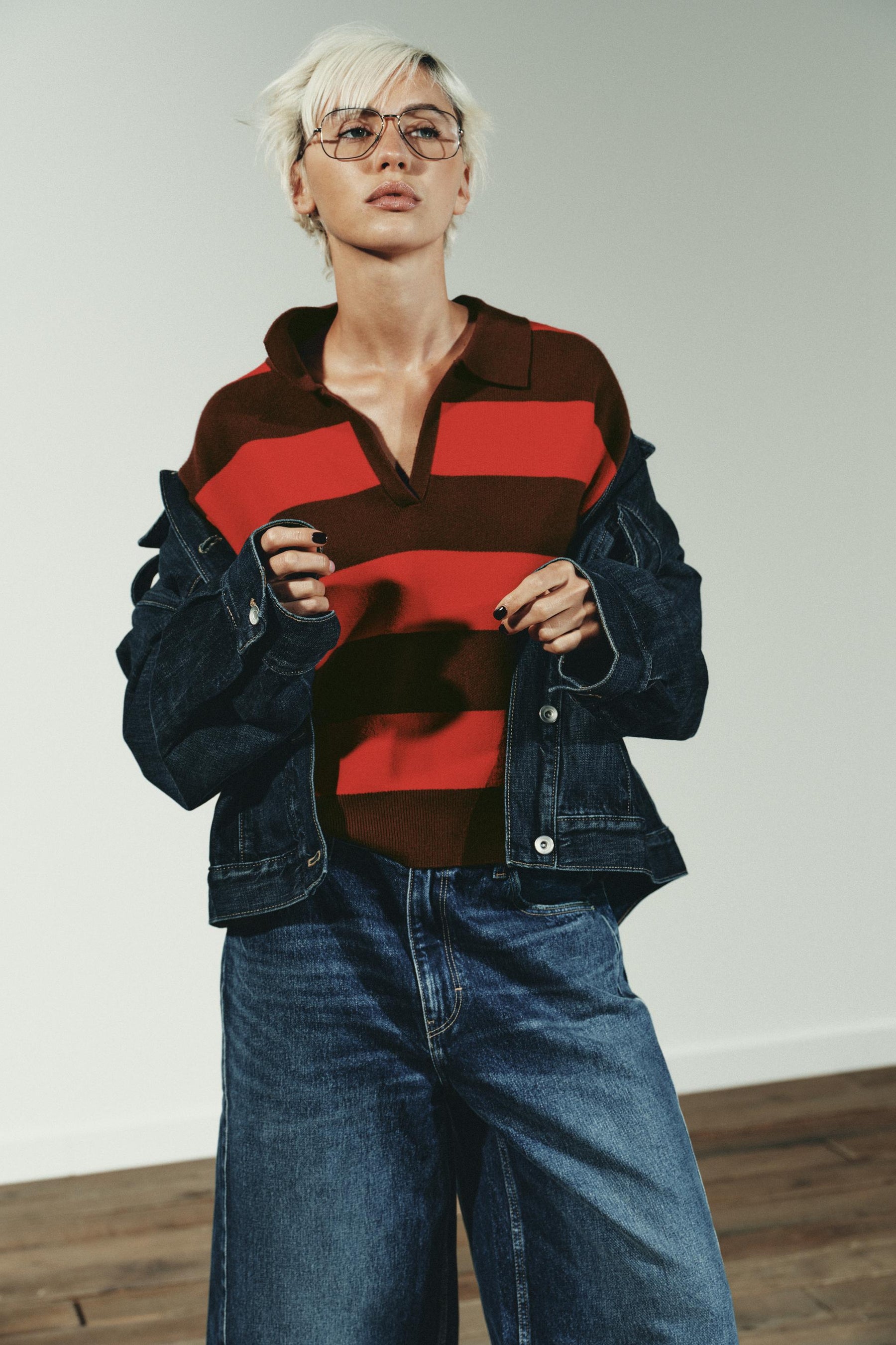 Striped Knit Polo Shirt