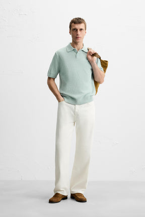 TEXTURED KNIT POLO SHIRT - Image 1