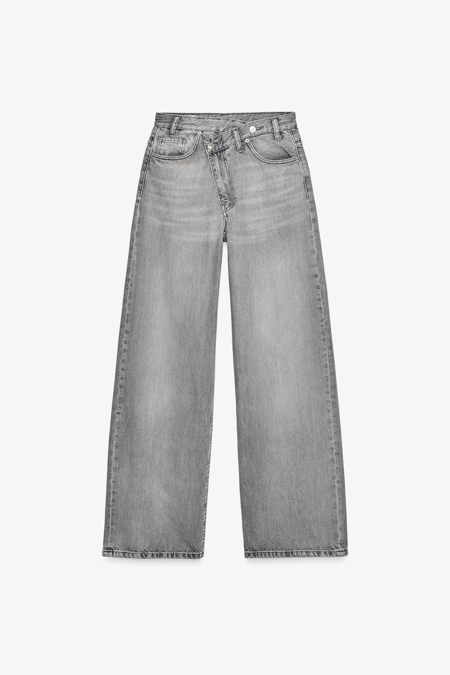 Wide-Leg Crossover Waist Jeans