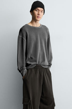 WASHED WAFFLE-KNIT T-SHIRT - Image 6