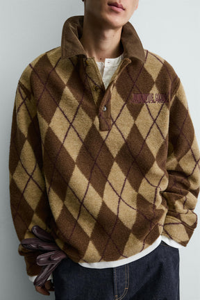 DIAMOND JACQUARD TEXTURED POLO SHIRT - Image 5