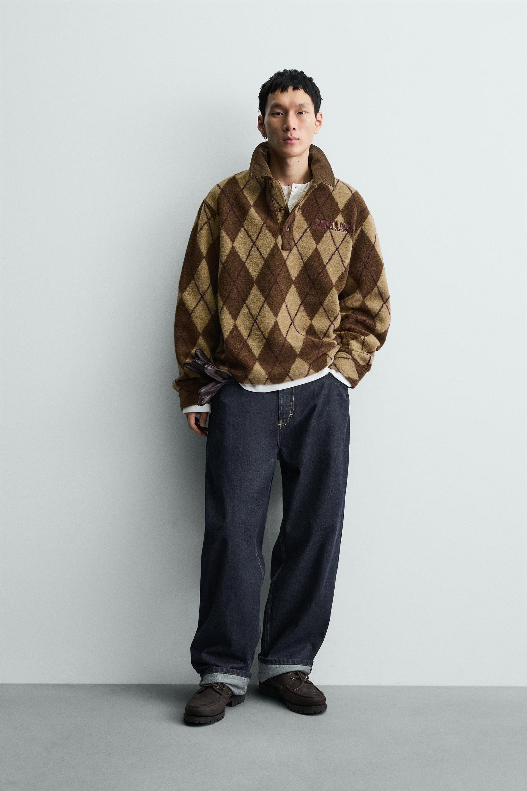 DIAMOND JACQUARD TEXTURED POLO SHIRT - Image 1