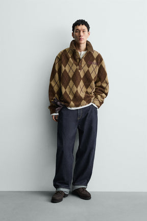 DIAMOND JACQUARD TEXTURED POLO SHIRT - Image 1