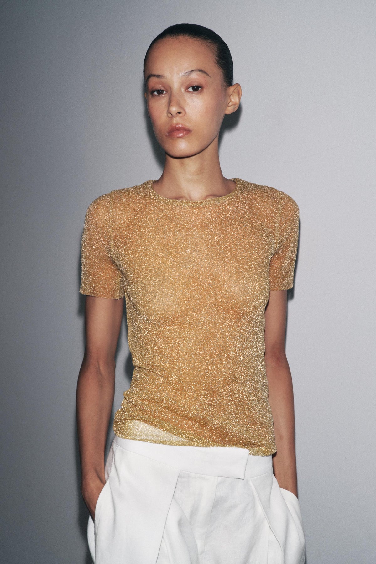 METALLIC SHORT SLEEVE SHIRT