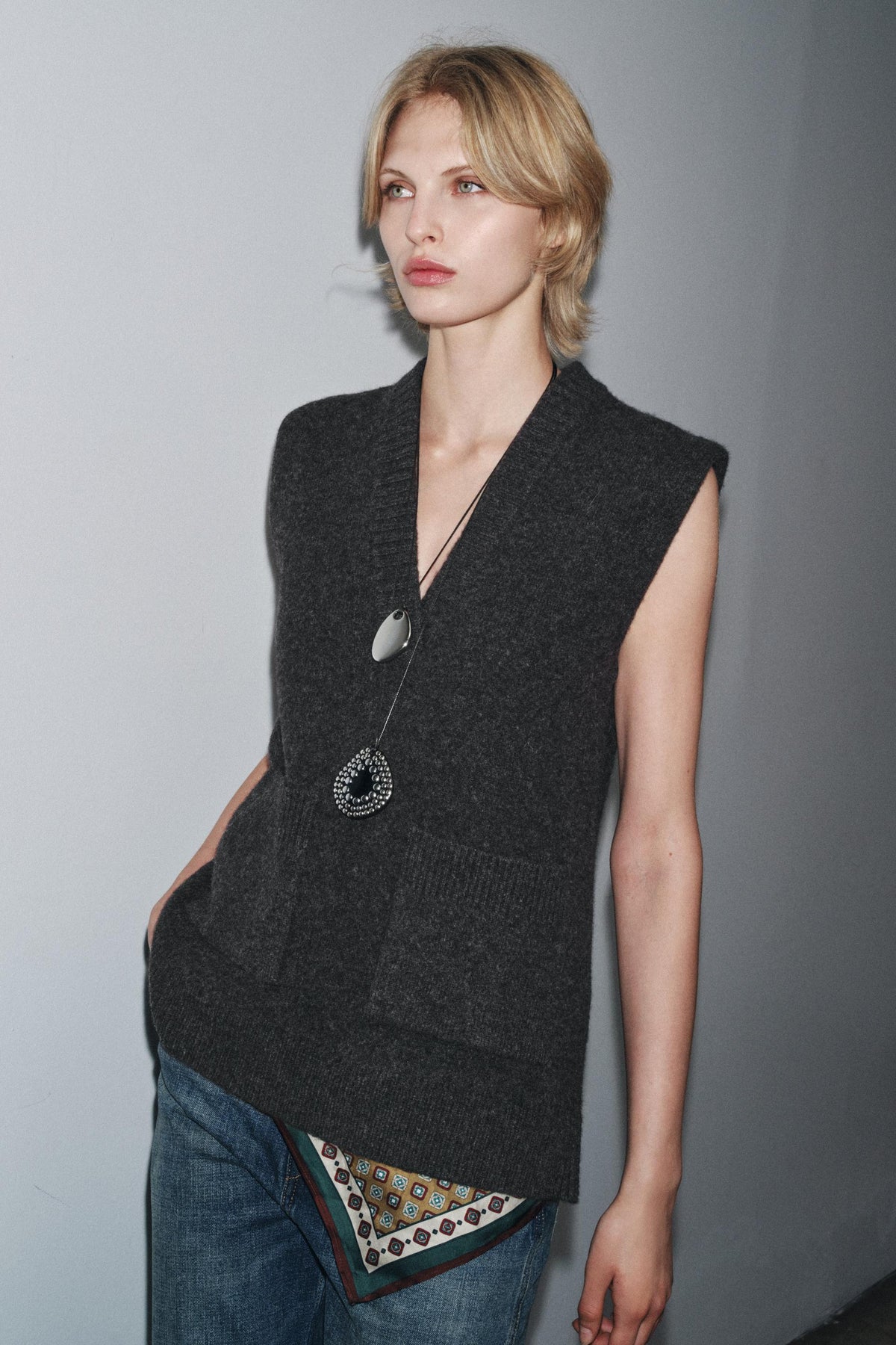 LONG WOOL BLEND VEST - Image 2