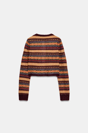 CROPPED JACQUARD KNIT CARDIGAN - Image 6