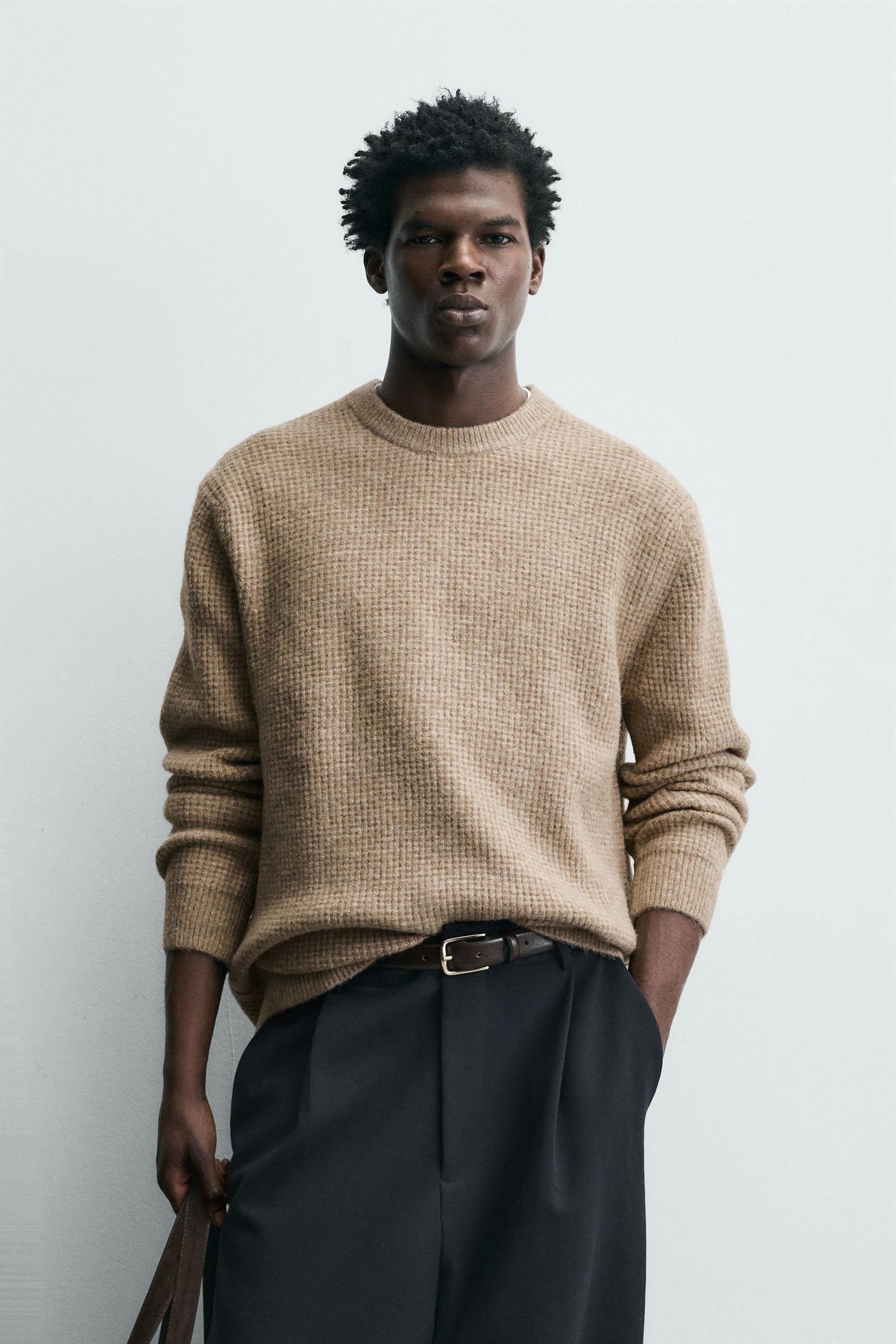 REGULAR FIT WAFFLE-KNIT JUMPER - Image 2