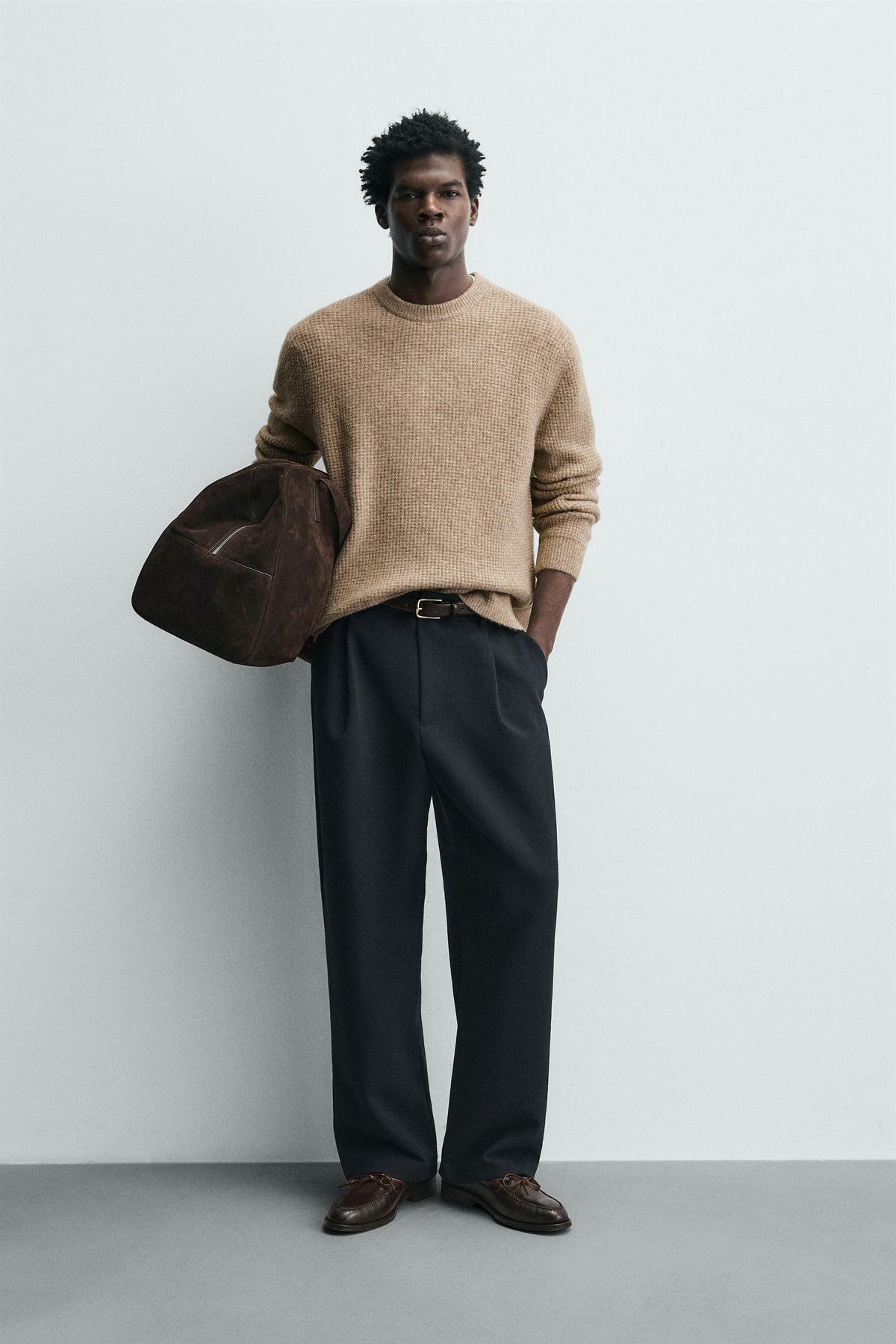 REGULAR FIT WAFFLE-KNIT JUMPER - Image 1