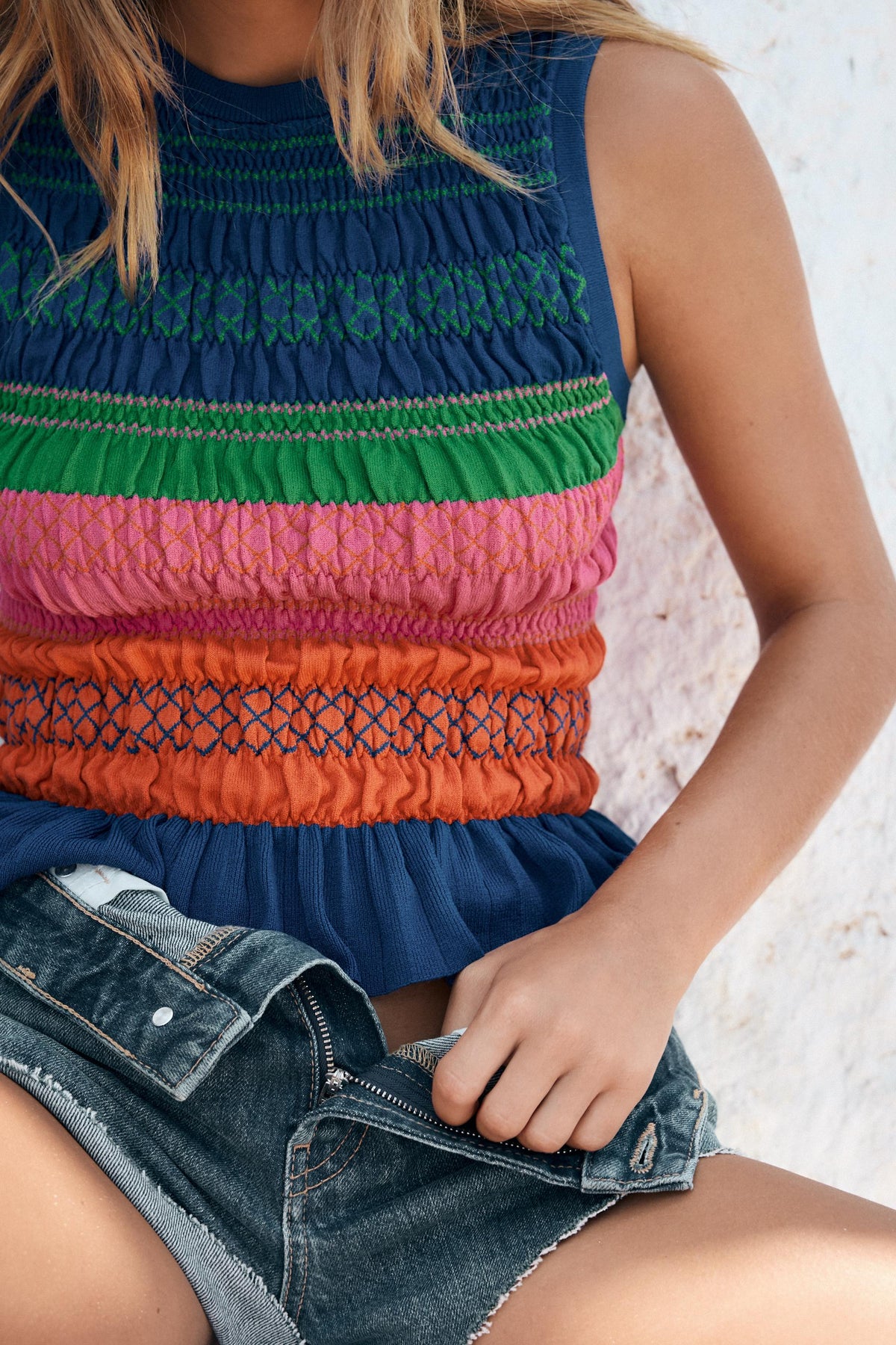 SMOCKED KNIT TOP - Image 2