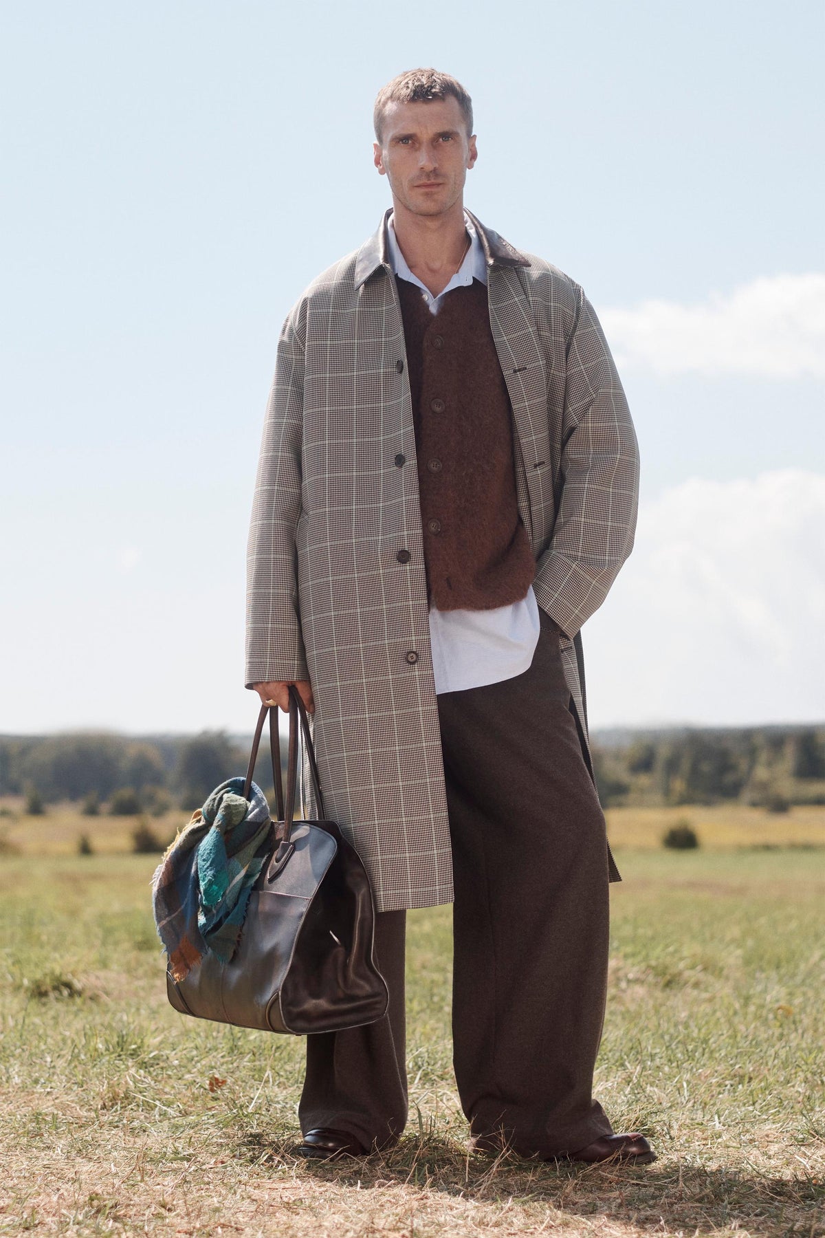 Check Trench Coat - Image 1