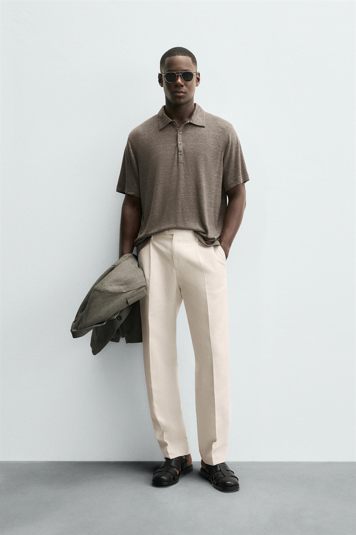 REGULAR FIT PLEATED TROUSERS - Image 1