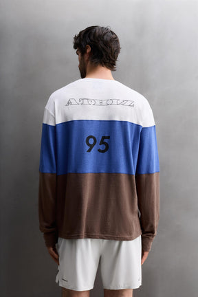 COLOUR BLOCK LINEN - COTTON T-SHIRT - Image 3