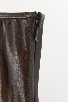 100% LEATHER GATHERED DRESS