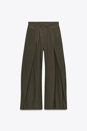 PLEATED WIDE-LEG TROUSERS