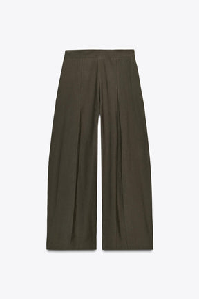 PLEATED WIDE-LEG TROUSERS