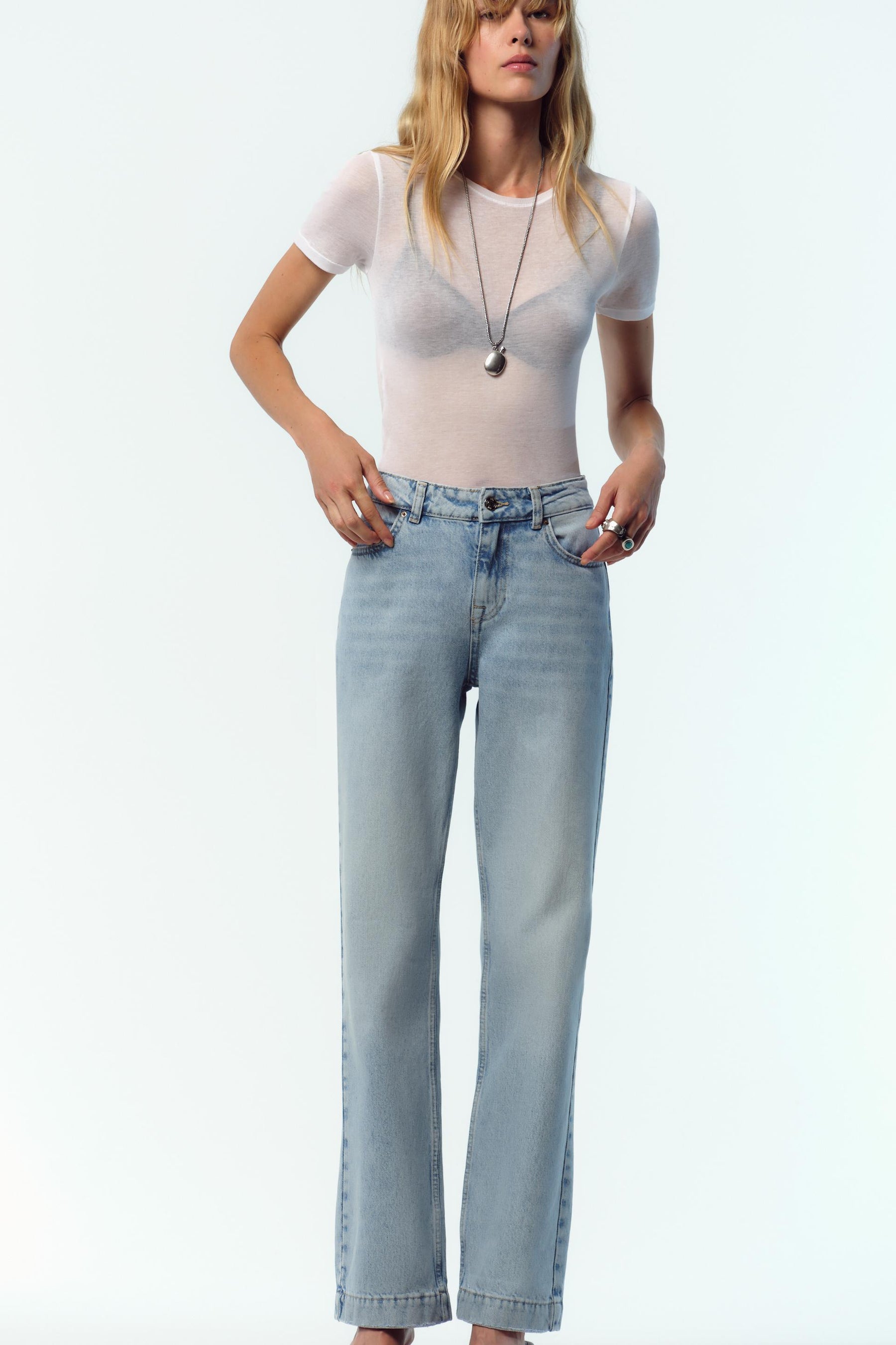 Straight mid-waist full-length jeans