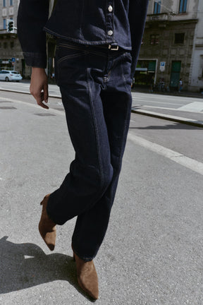 Slim Mid-Waist Belted Jeans