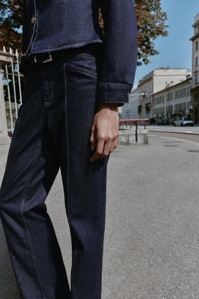 Slim Mid-Waist Belted Jeans