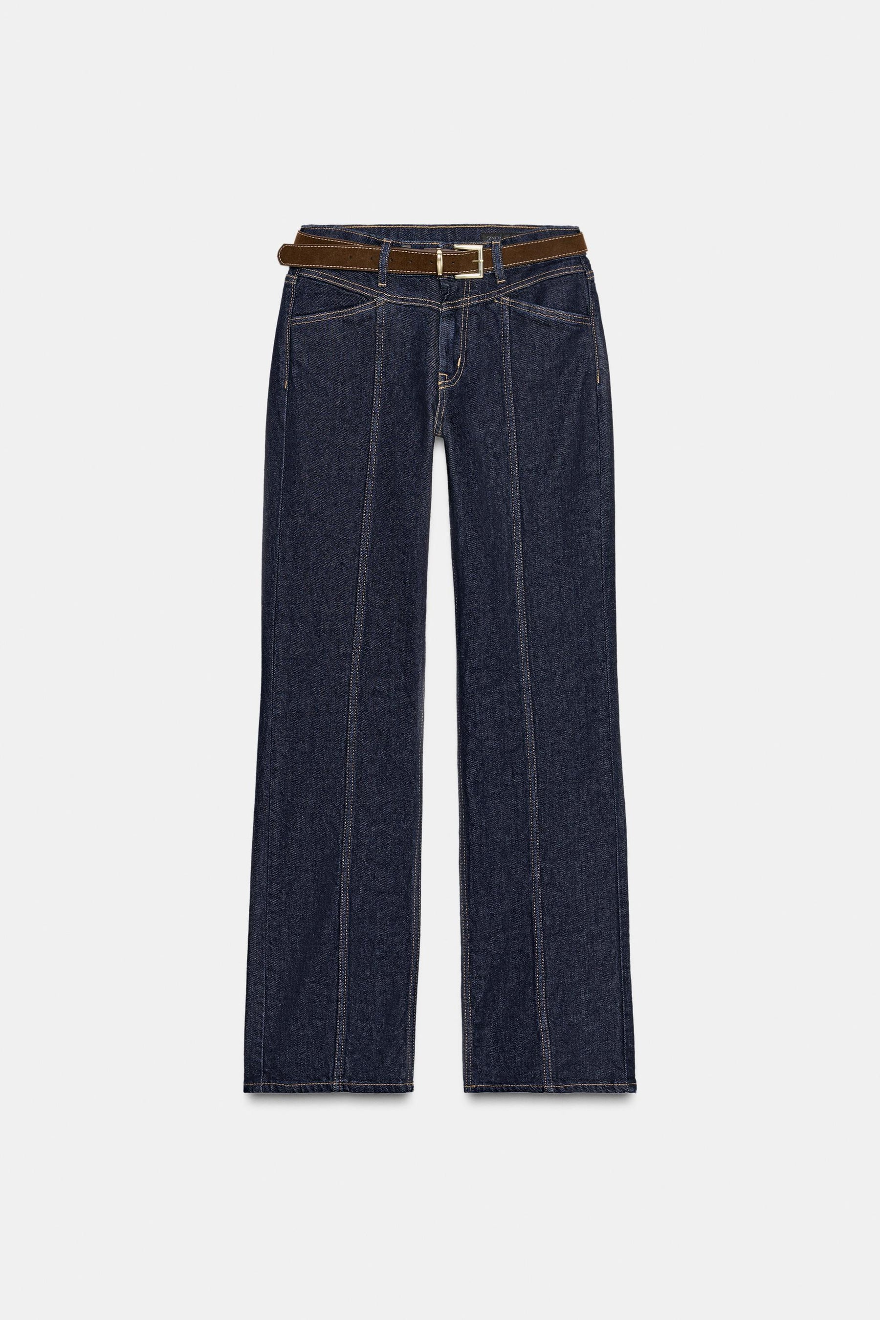 Slim Mid-Waist Belted Jeans