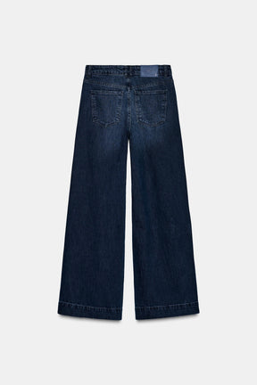 Wide-leg high-waist jeans