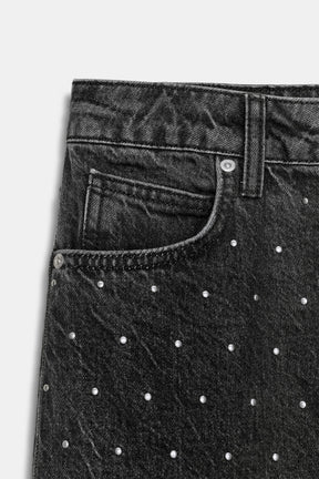 Shiny High-Waist Straight Jeans