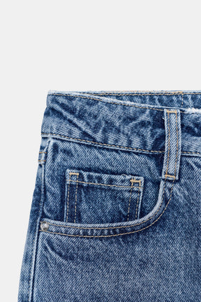 Straight high-waist cross-over jeans