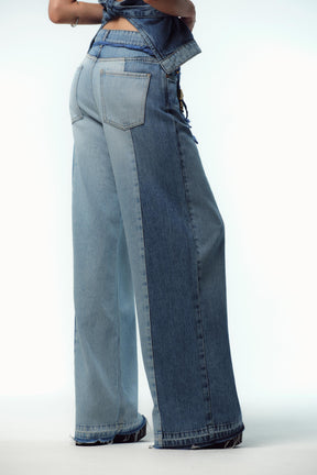 Wide-leg high-waist jeans
