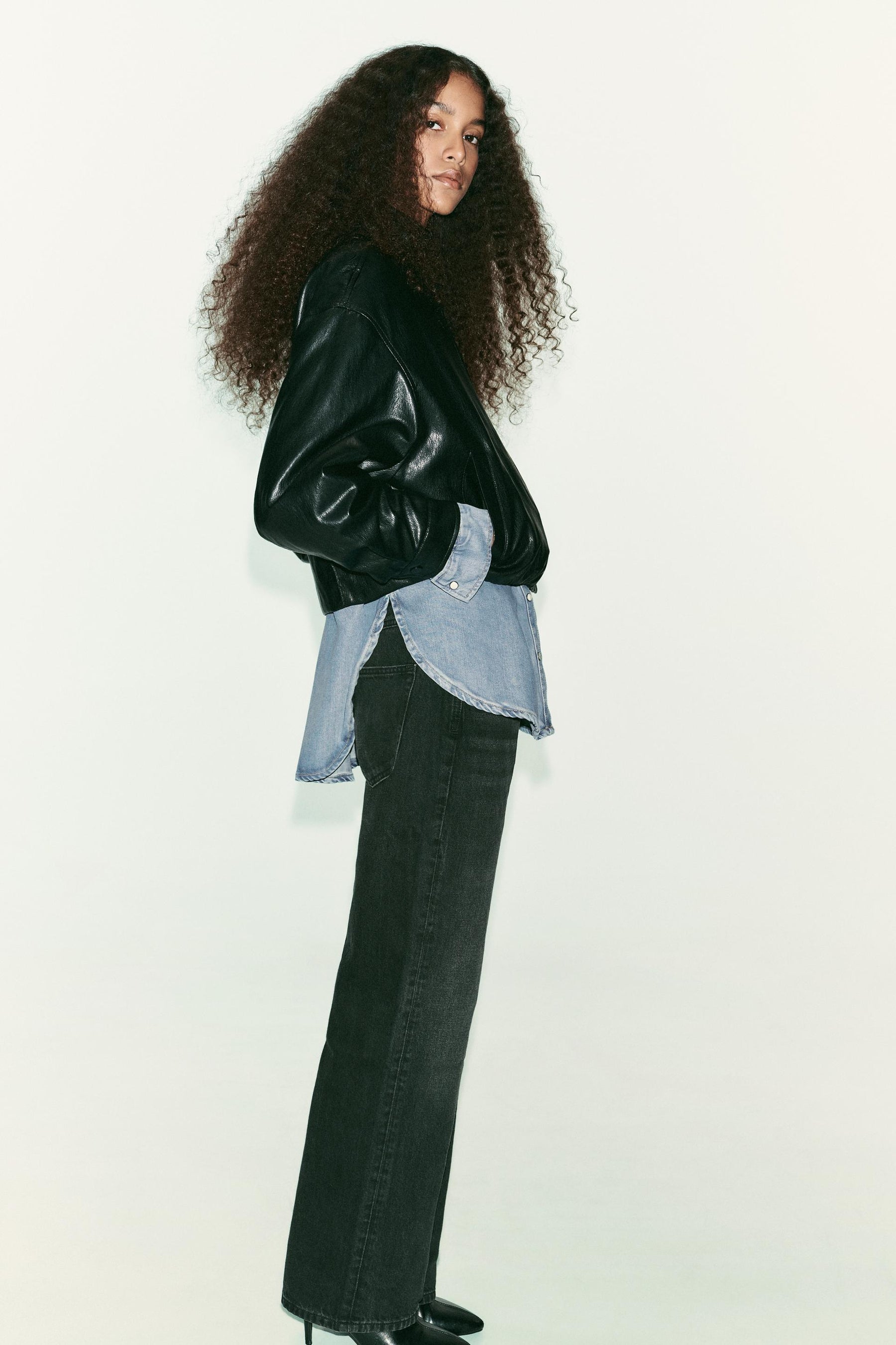 Faux Leather Bomber Jacket