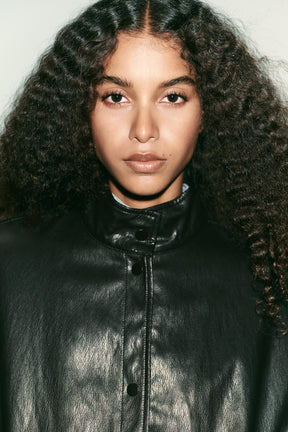 Faux Leather Bomber Jacket