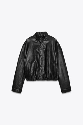 Faux Leather Bomber Jacket