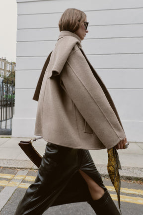 SHORT WOOL COAT WITH SCARF - Image 6