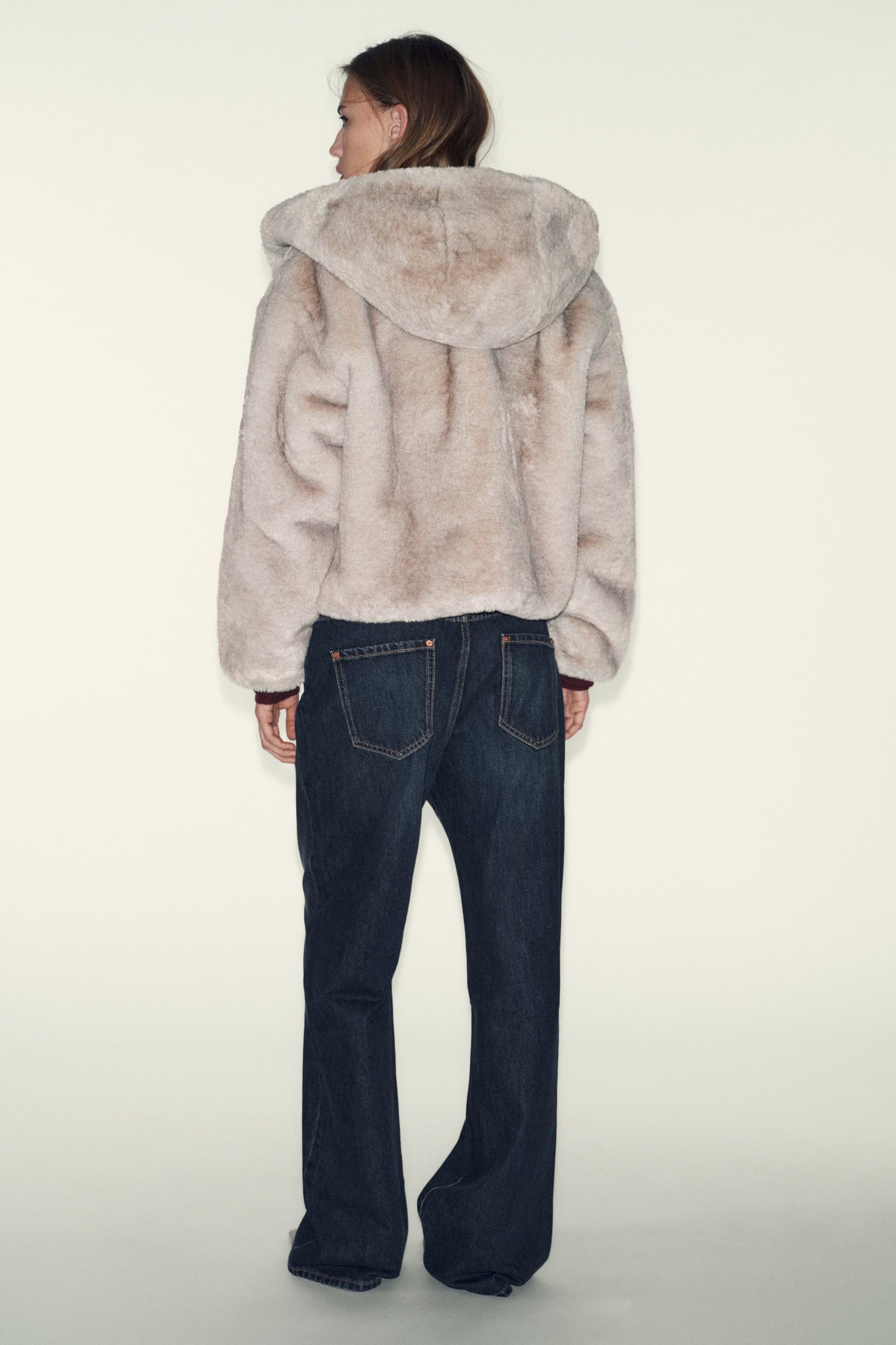 SHORT FAUX FUR HOODED COAT - Image 5