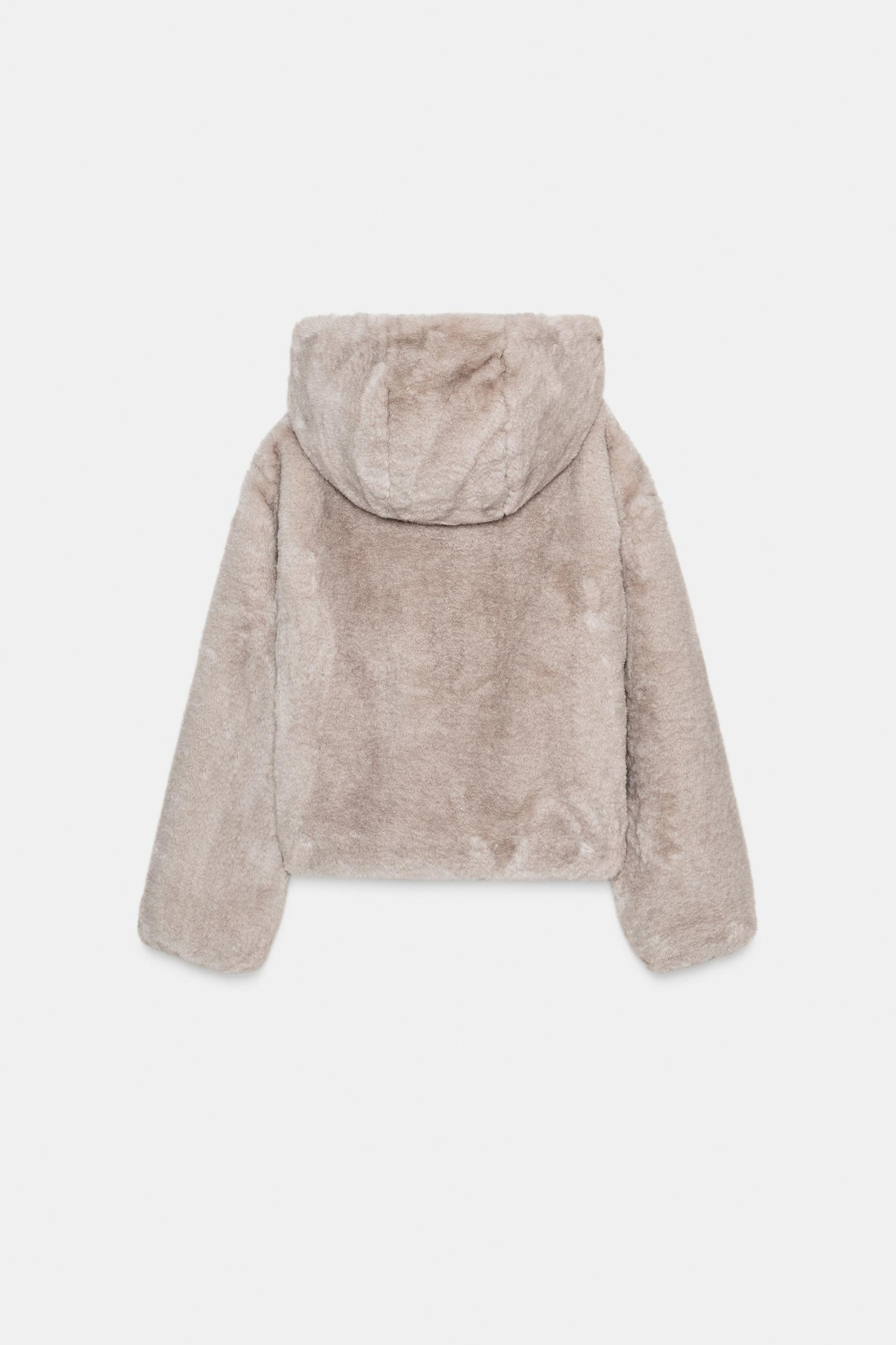SHORT FAUX FUR HOODED COAT - Image 7