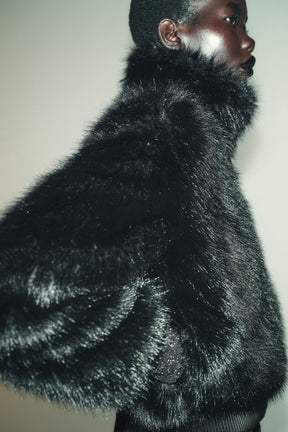 SHORT FAUX FUR COAT WITH HIGH NECK - Image 3