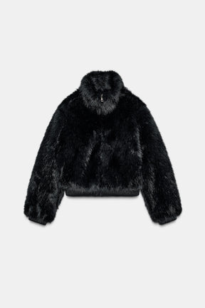 SHORT FAUX FUR COAT WITH HIGH NECK - Image 5