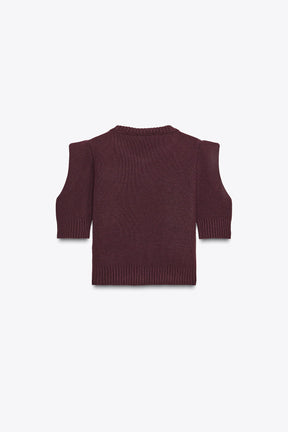 SHORT SLEEVE KNIT JUMPER WITH PADDED SHOULDERS - Image 6
