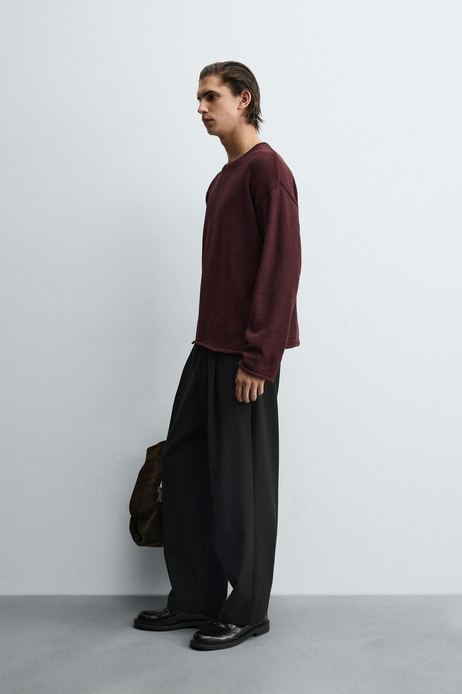 TEXTURED TURN-UP TRIM SWEATER - Image 4