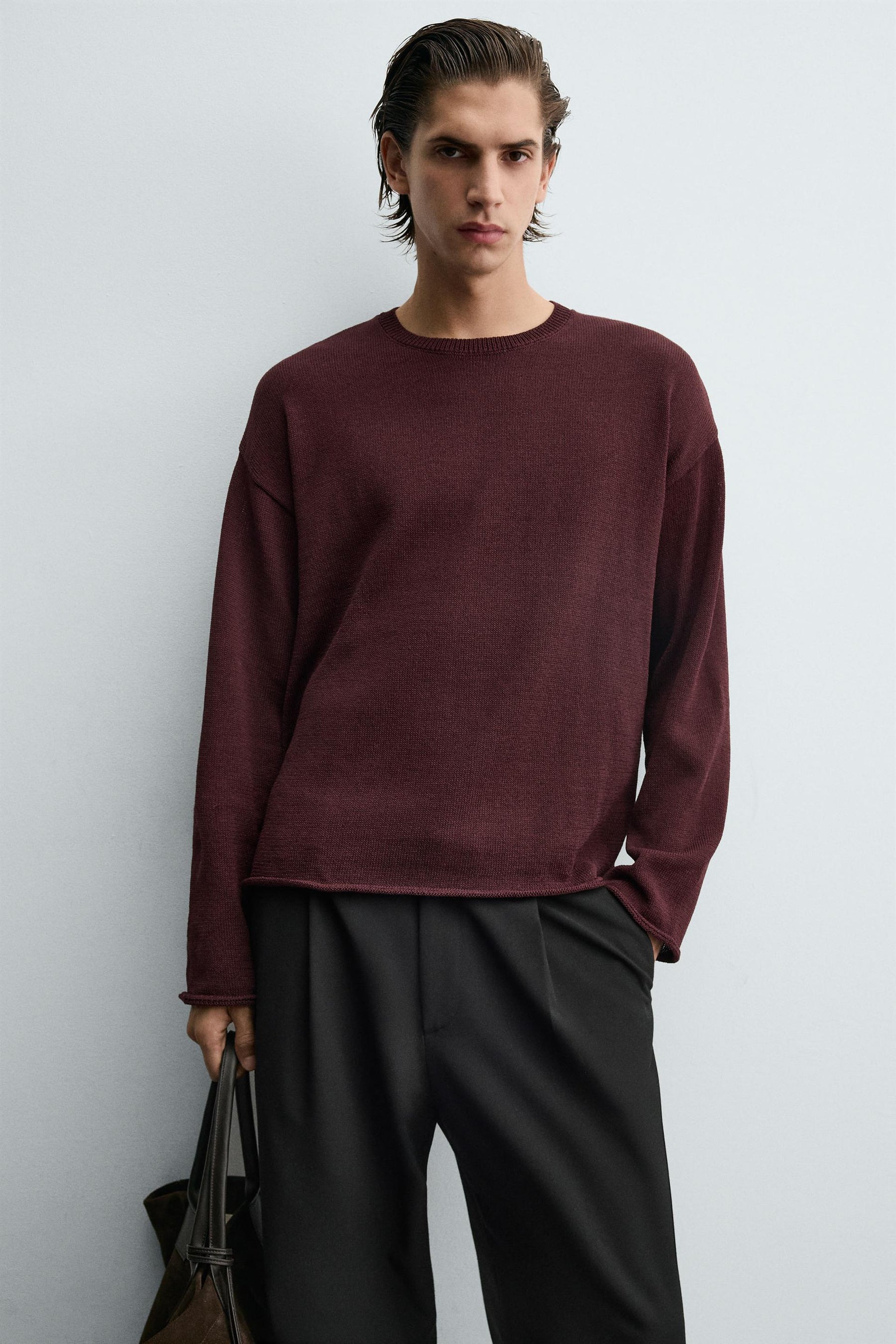 TEXTURED TURN-UP TRIM SWEATER - Image 6
