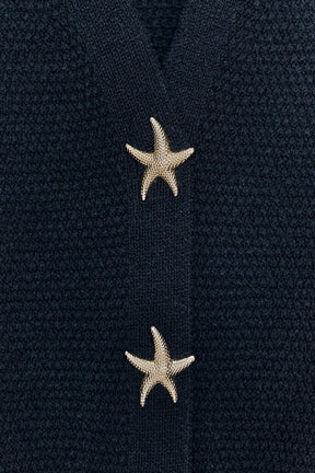 STAR BUTTON TEXTURED KNIT CARDIGAN - Image 7