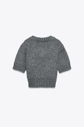 CROPPED KNIT V-NECK JUMPER - Image 4