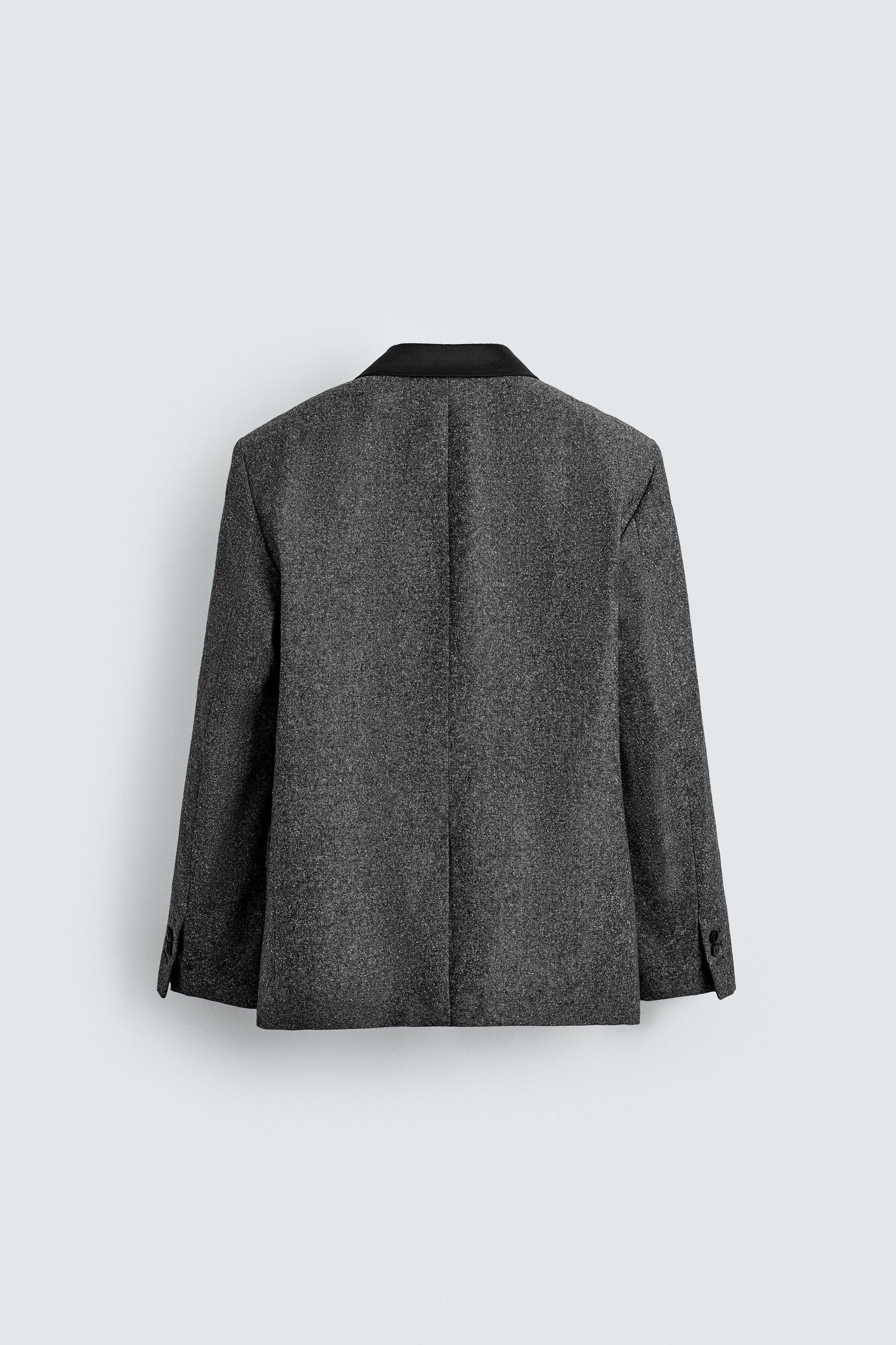 CONTRAST TEXTURED DOUBLE-BREASTED BLAZER - Image 8