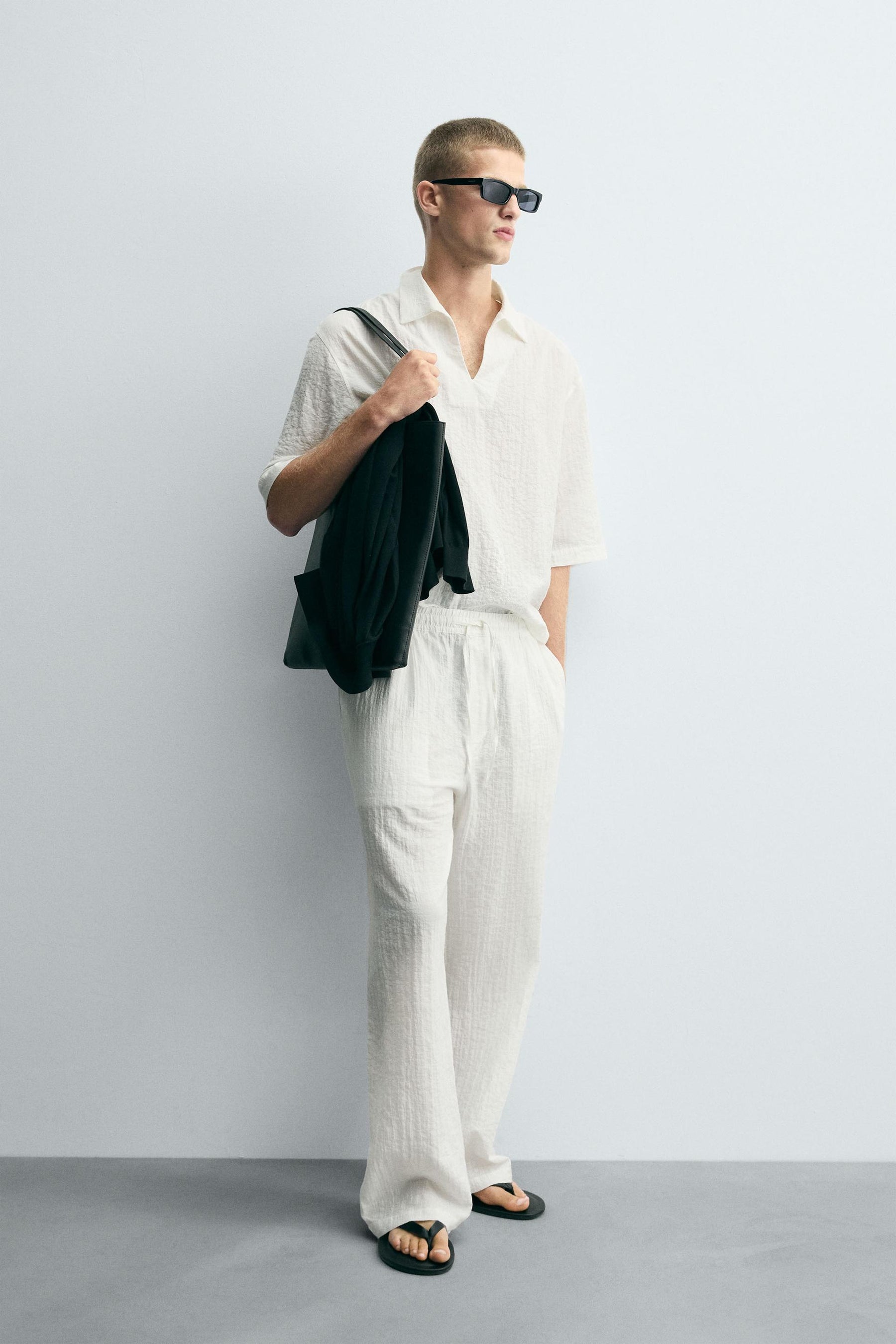 TEXTURED RELAXED FIT TROUSERS - Image 4