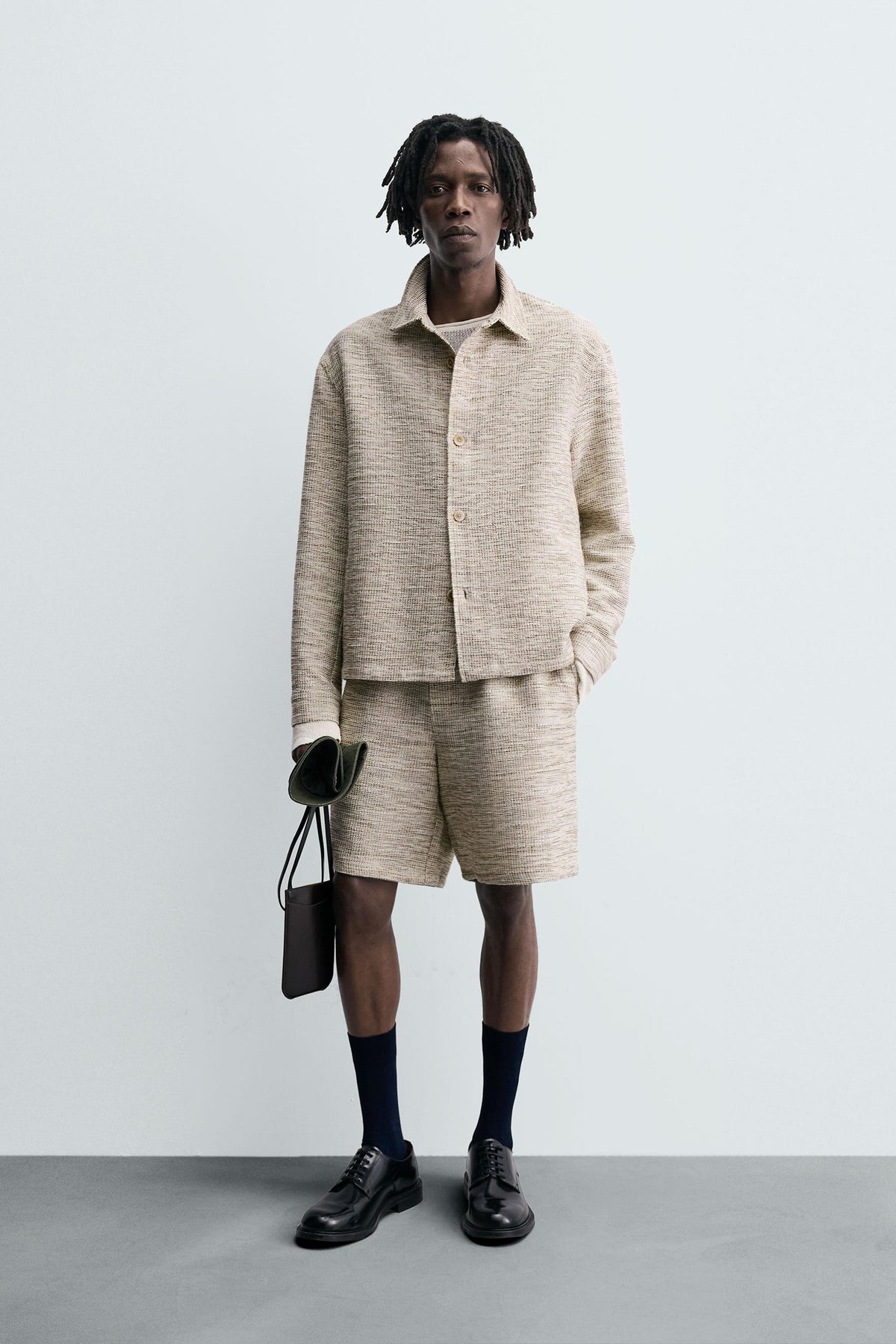 CONTRAST TEXTURED OVERSHIRT - Image 1