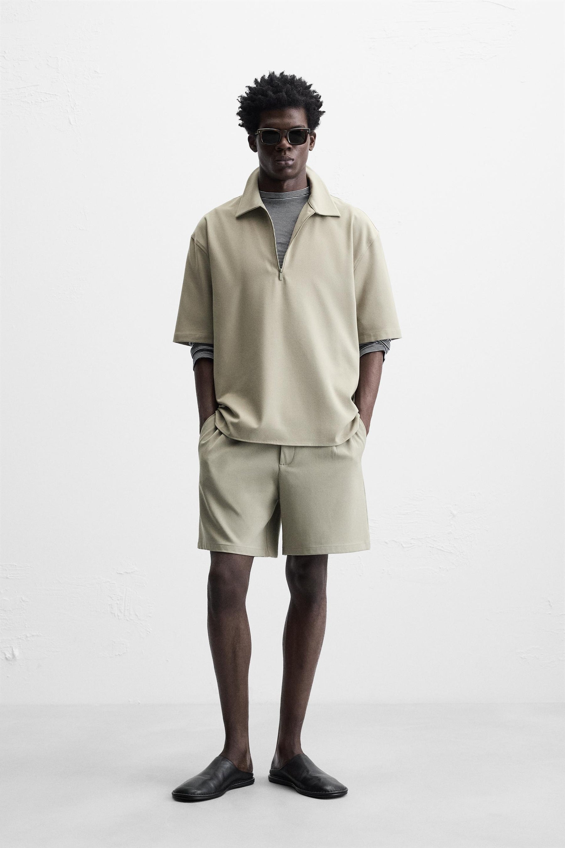 TECHNICAL ZIP-UP POLO SHIRT - Image 1