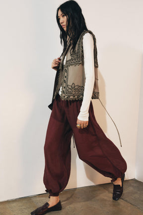 ZW COLLECTION EMBROIDERED WAISTCOAT WITH BELT - Image 1