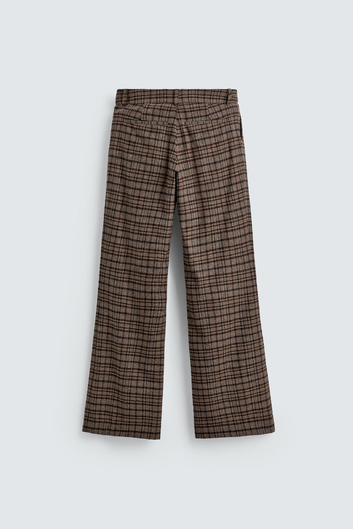 CHECKED FLARE TROUSERS