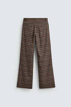CHECKED FLARE TROUSERS