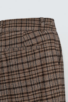 CHECKED FLARE TROUSERS