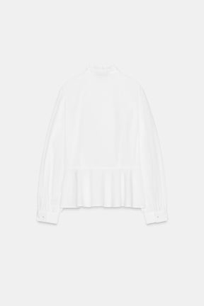 Peplum Poplin Bow Shirt